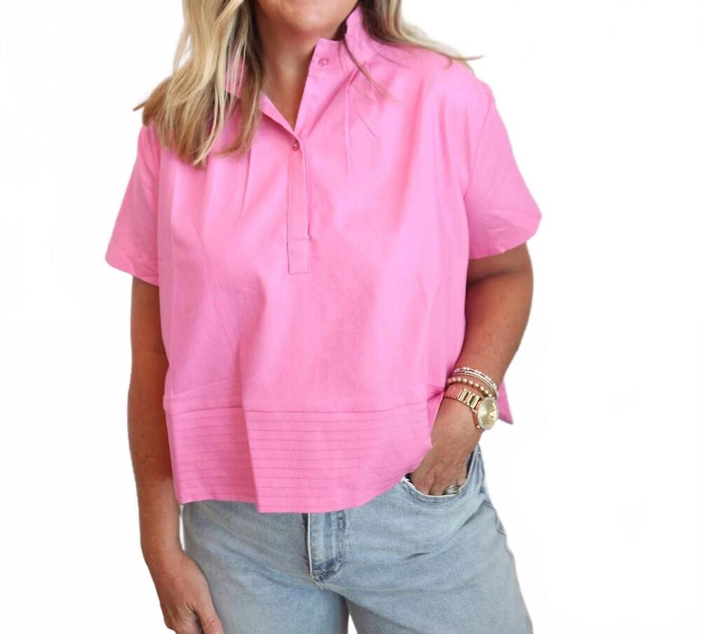 NEW GLAM posey structured collar blouse in pink